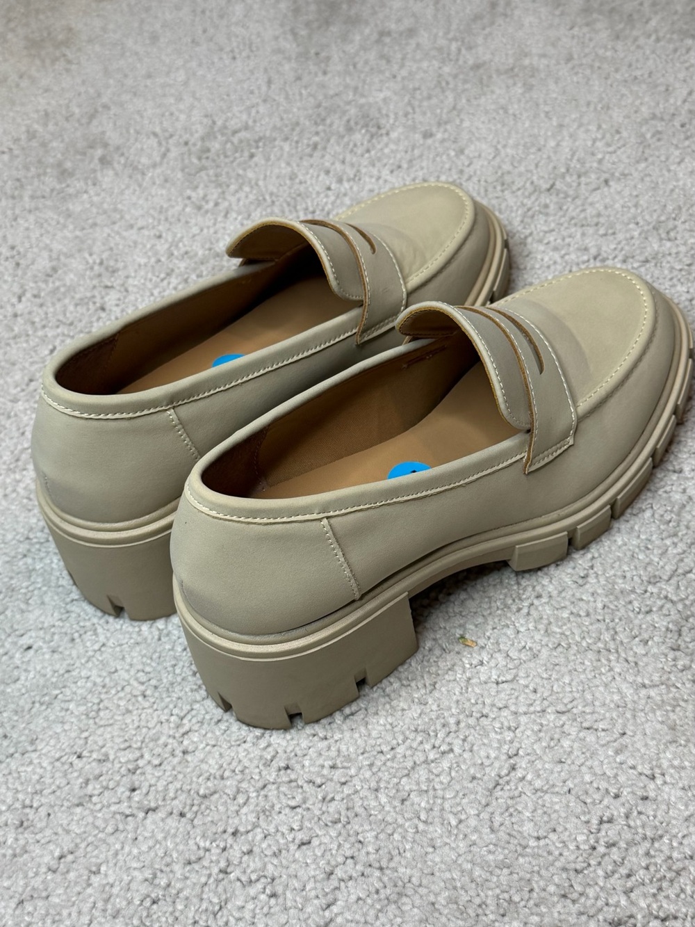 Chunky Platform Penny Loafers in Beige - Picture 1 of 5